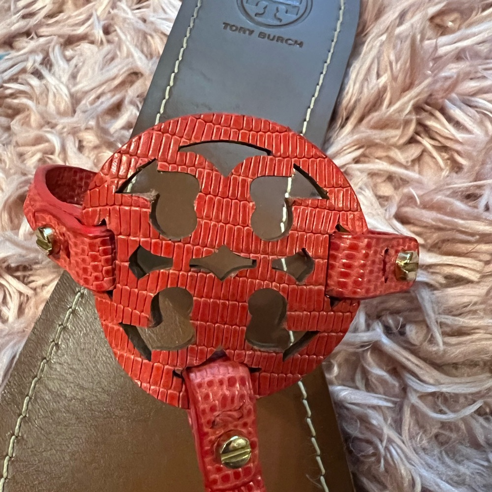 Tory Burch Red Mini Miller Leather Sandals - Picture 5 of 6